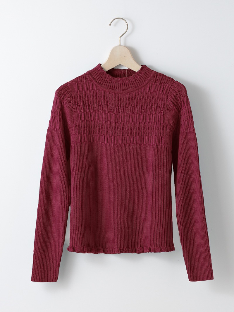 【30%OFF】シャーリング×リブハイネックニット