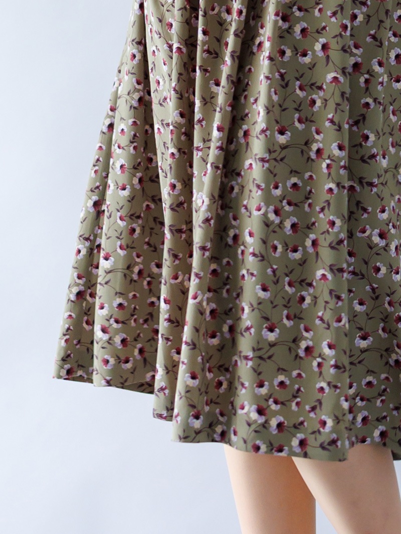 プリントドローストリングワンピース<秋コーデ>