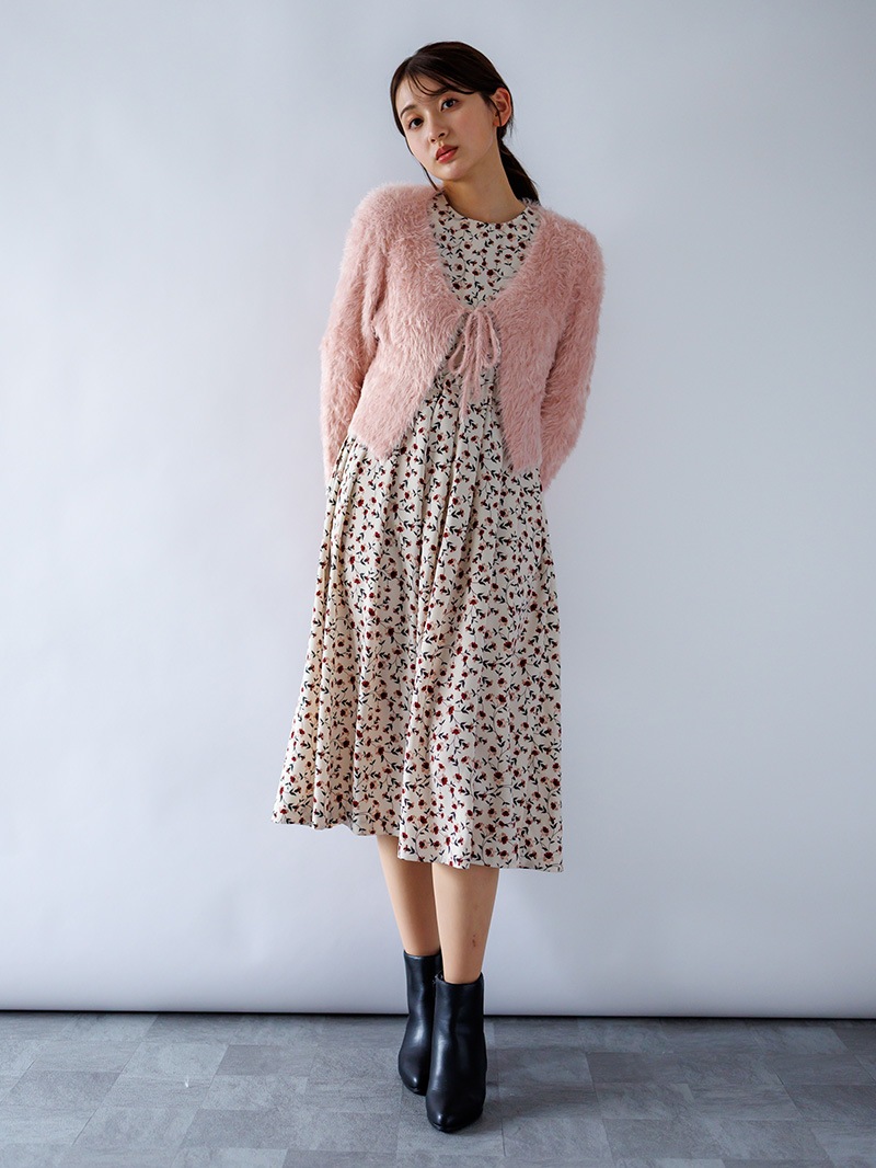 プリントドローストリングワンピース<秋コーデ>