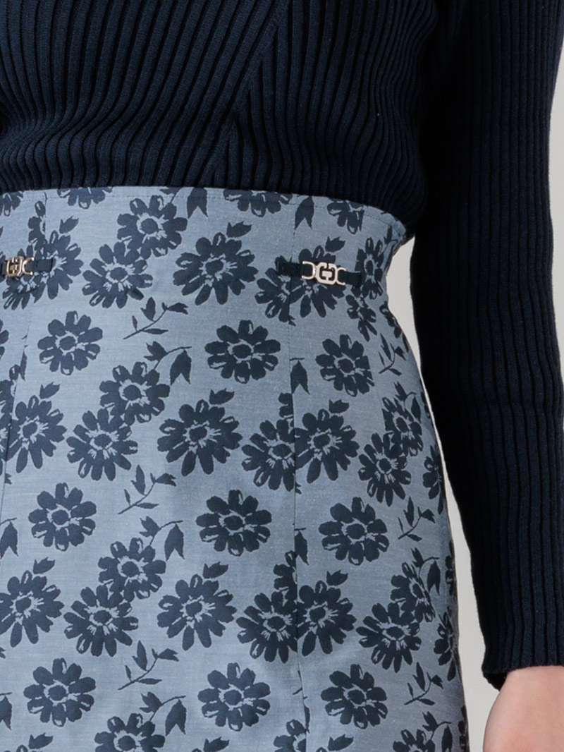 二重織ジャガードビット付ハギAラインスカート