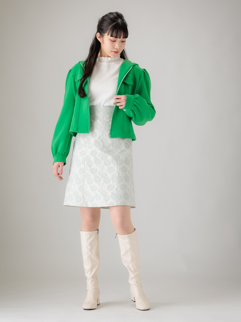 HAY 2点おまとめ スカート 柄二重織シャトルジャガードロングスカート（マスタード