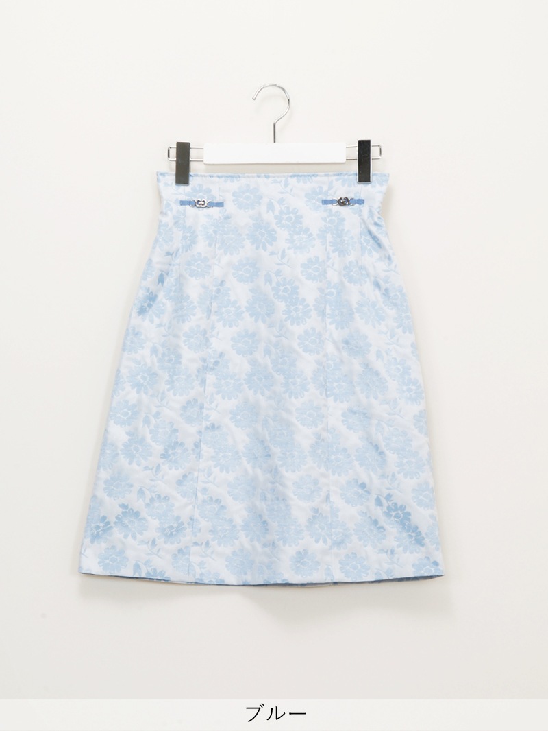 二重織ジャガードビット付ハギAラインスカート