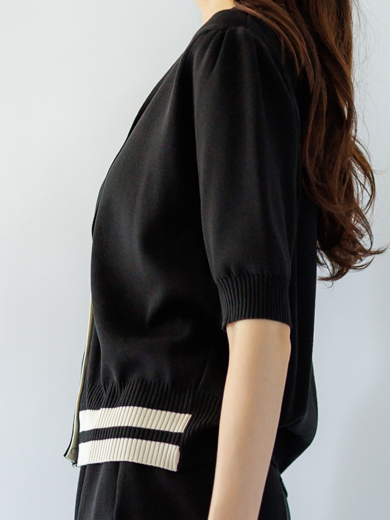 配色Vカーデ＆スカートセットアップ