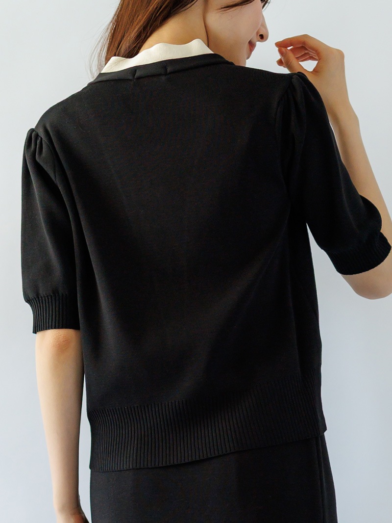 配色Vカーデ＆スカートセットアップ