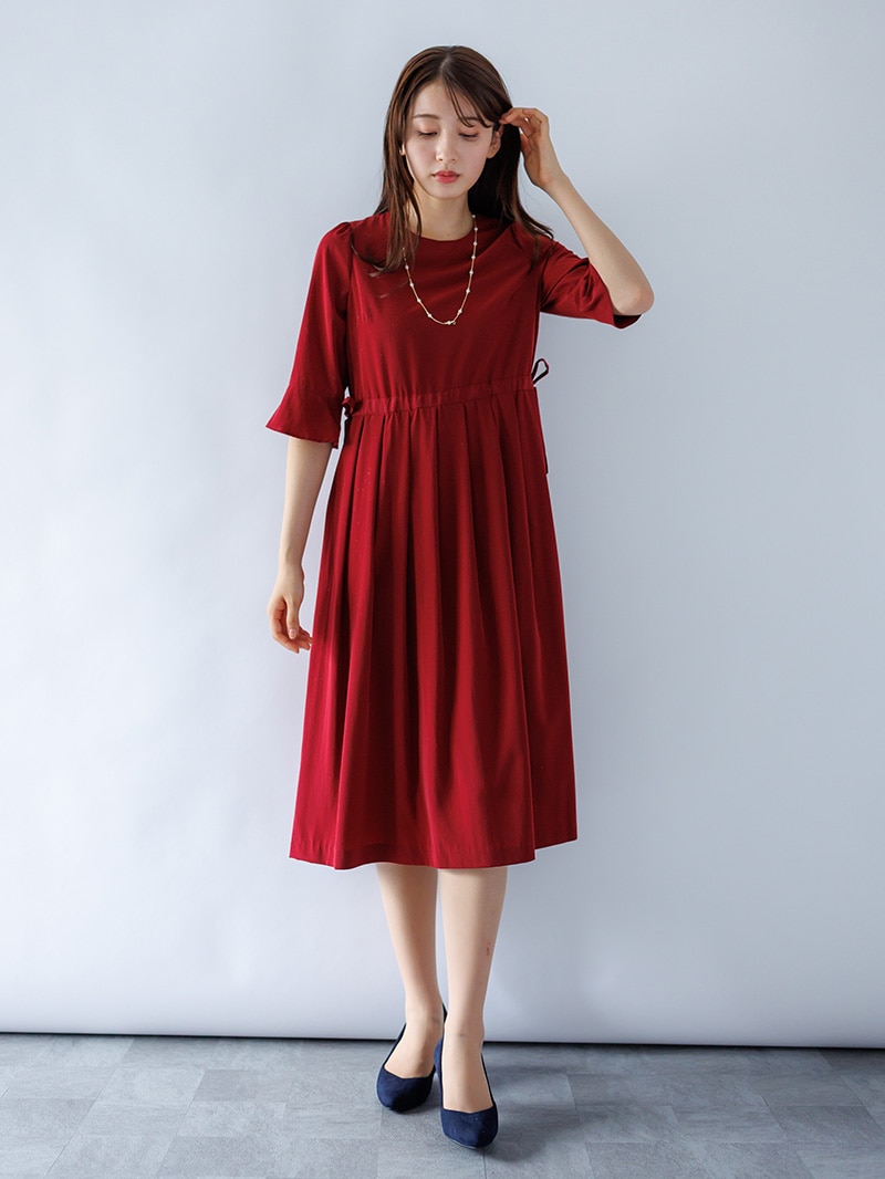 デシンドローストリングワンピース<秋コーデ>