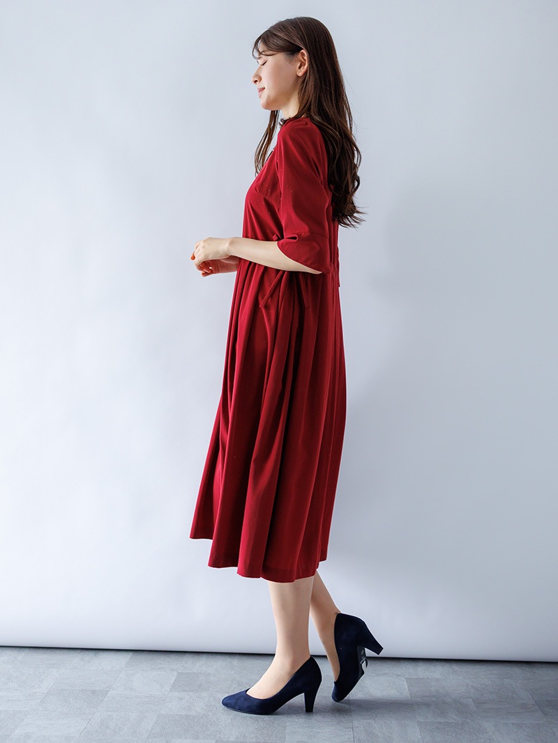 デシンドローストリングワンピース<秋コーデ>