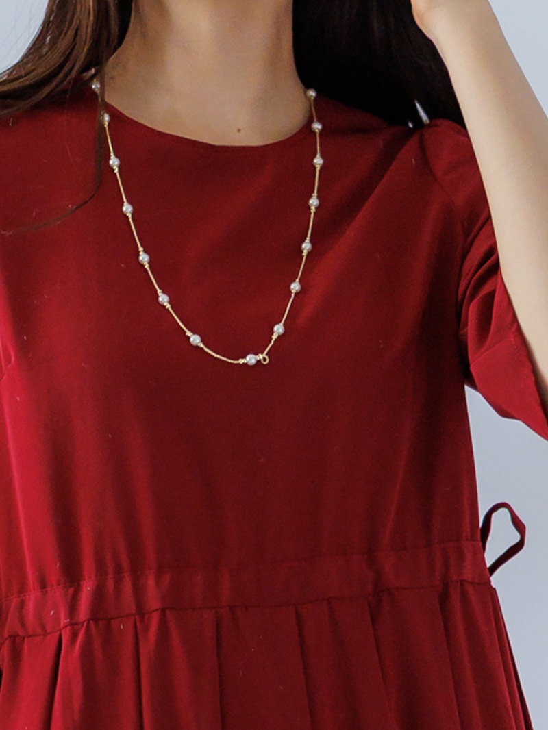 デシンドローストリングワンピース<秋コーデ>