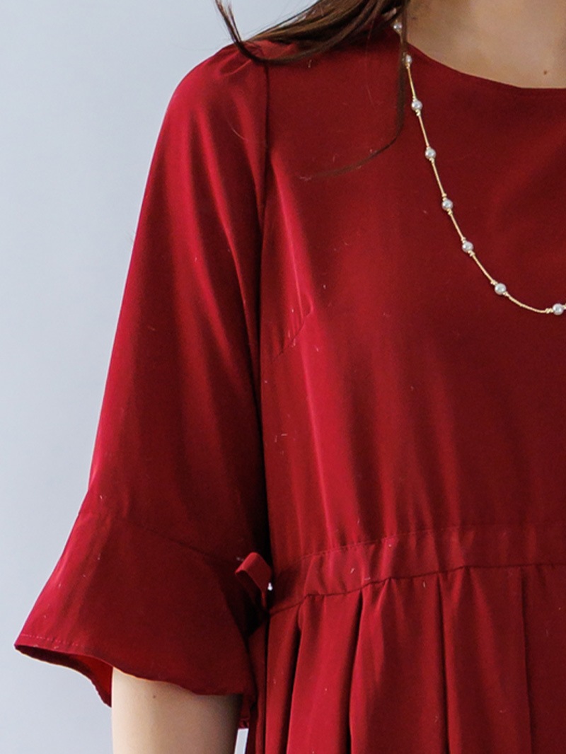 デシンドローストリングワンピース<秋コーデ>