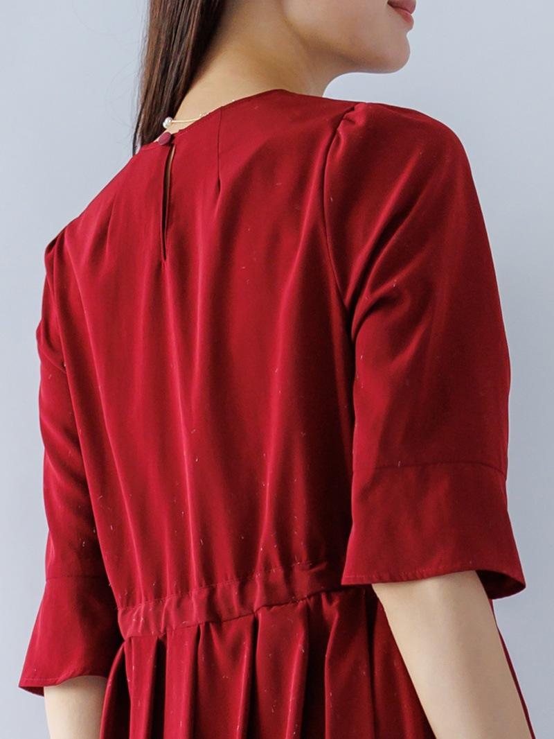 デシンドローストリングワンピース<秋コーデ>