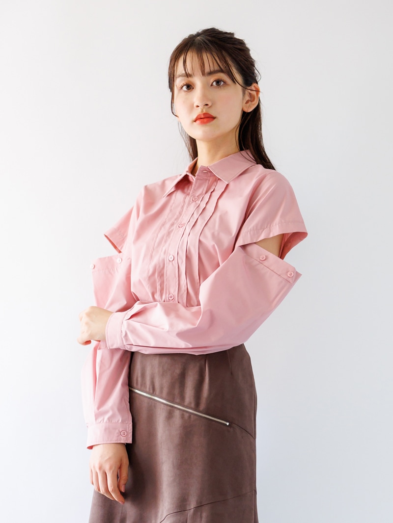 【秋冬50%OFF】無地袖2WAYシャツ