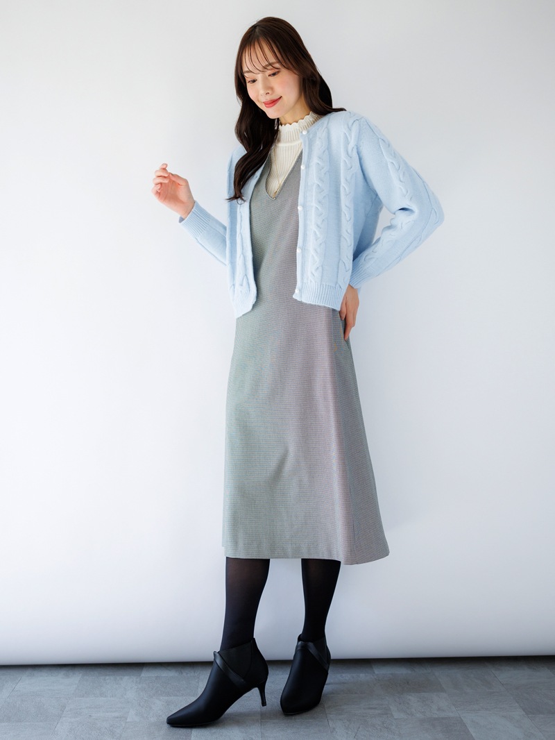 【50%OFF】5Gケーブル丸首カーディガン