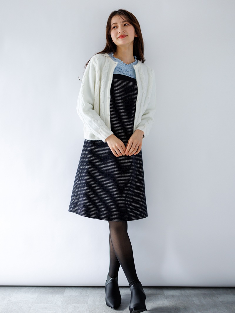 【50%OFF】5Gケーブル丸首カーディガン