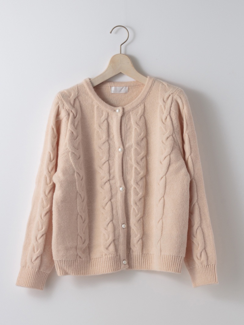 【50%OFF】5Gケーブル丸首カーディガン