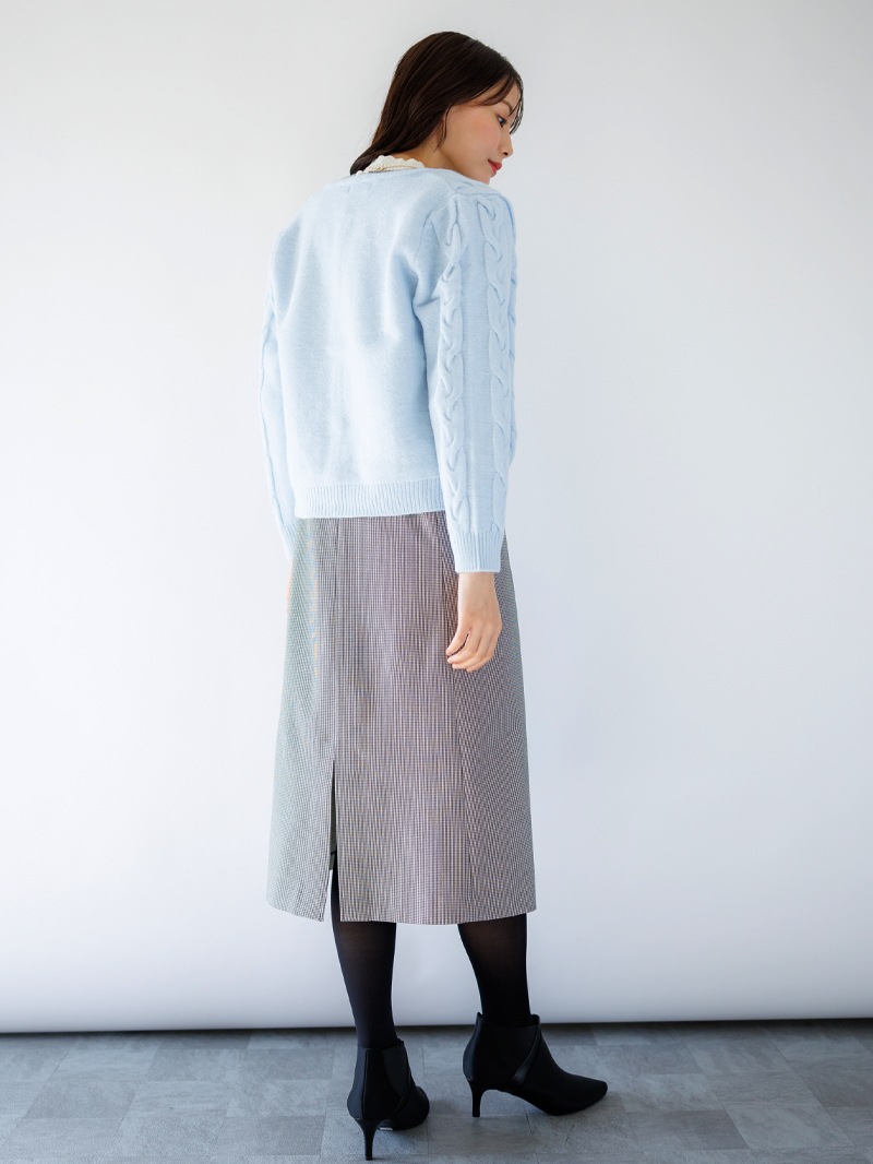 【50%OFF】5Gケーブル丸首カーディガン