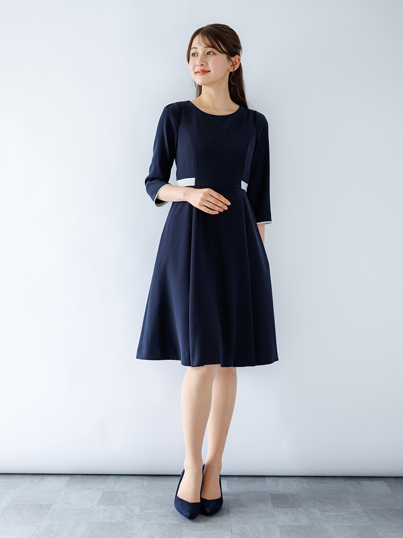 ｺﾝﾊﾟｸﾄﾀﾞﾌﾞﾙｻﾃﾝ配色ﾜﾝﾋﾟｰｽ＜秋コーデ＞