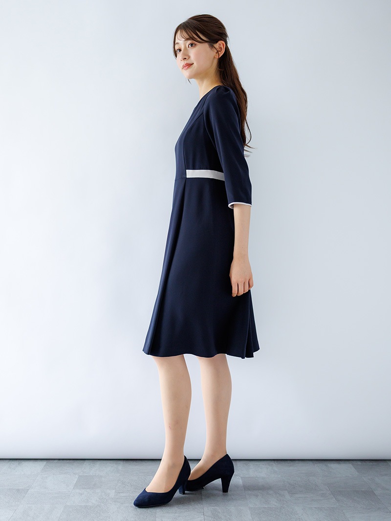 ｺﾝﾊﾟｸﾄﾀﾞﾌﾞﾙｻﾃﾝ配色ﾜﾝﾋﾟｰｽ＜秋コーデ＞