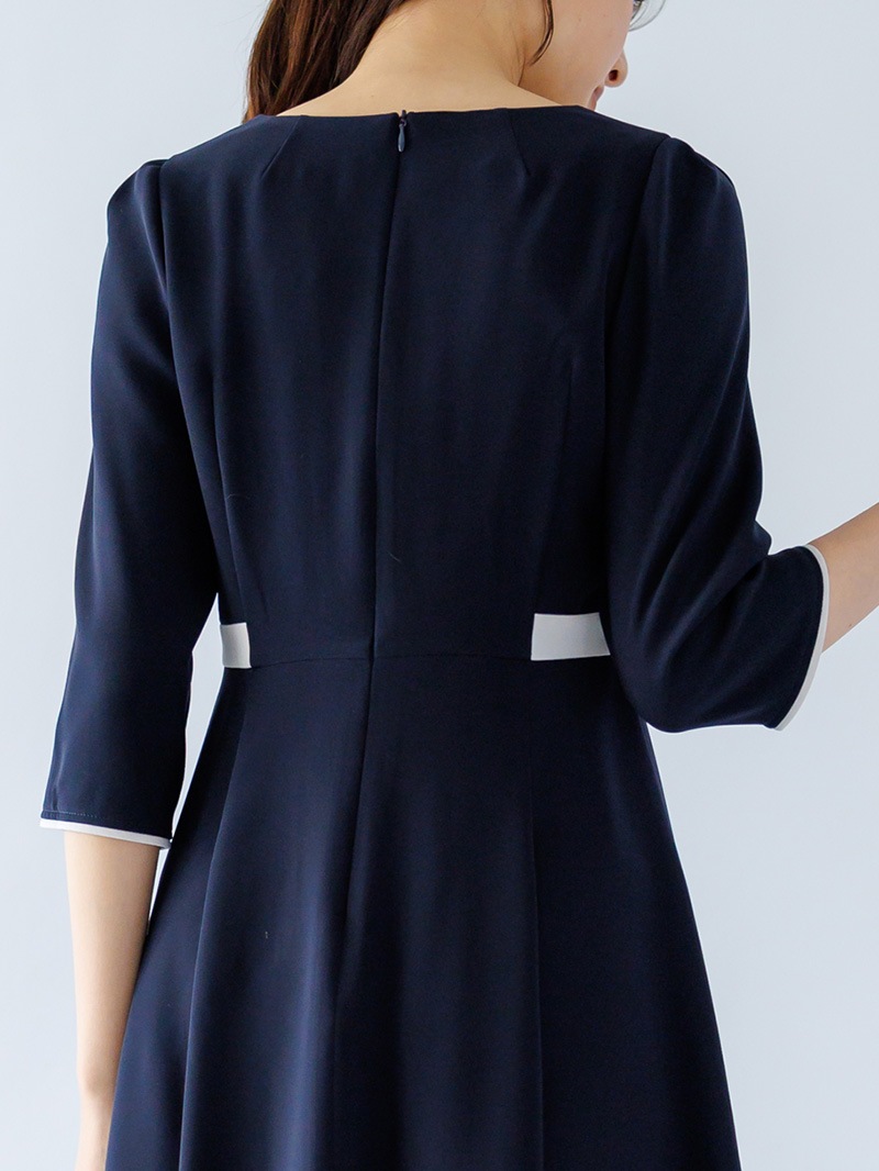 ｺﾝﾊﾟｸﾄﾀﾞﾌﾞﾙｻﾃﾝ配色ﾜﾝﾋﾟｰｽ＜秋コーデ＞