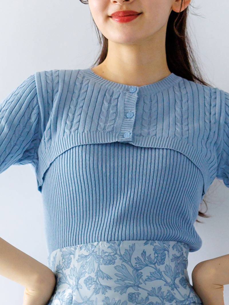 【3,500円均一】ケーブル×リブミドルフ丈アンサンブル