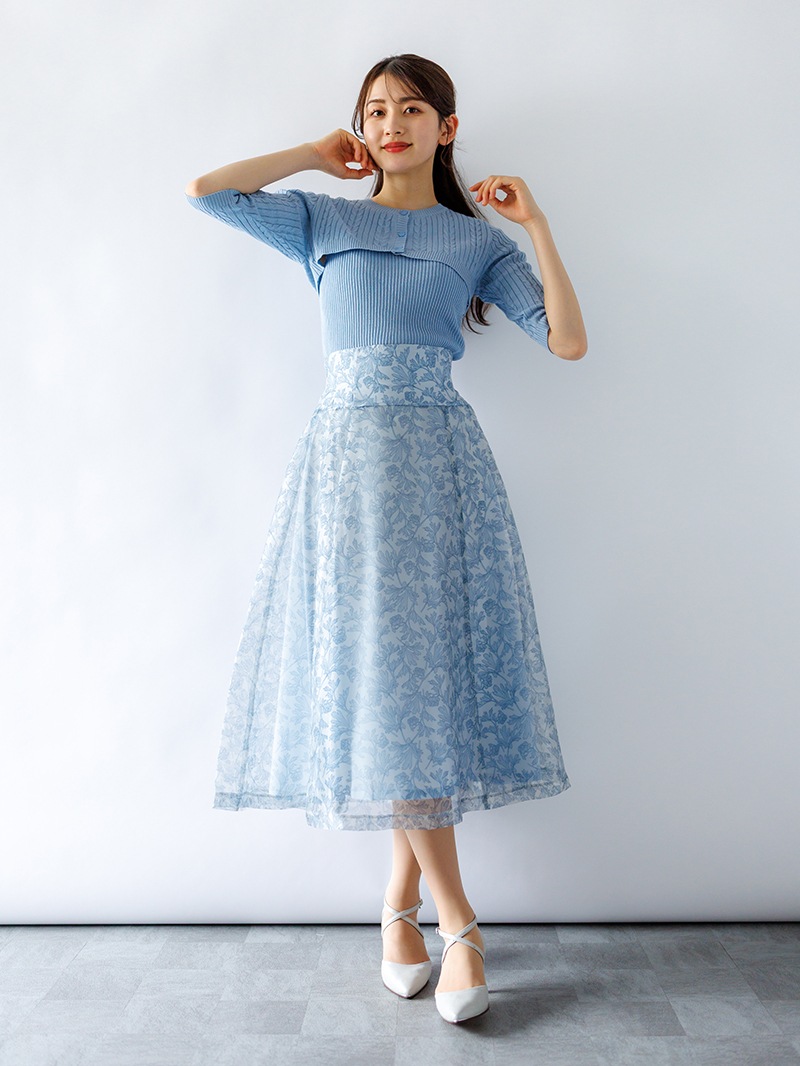 【3,500円均一】ケーブル×リブミドルフ丈アンサンブル