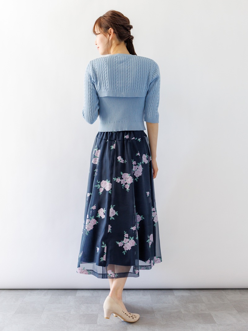 【3,500円均一】ケーブル×リブミドルフ丈アンサンブル