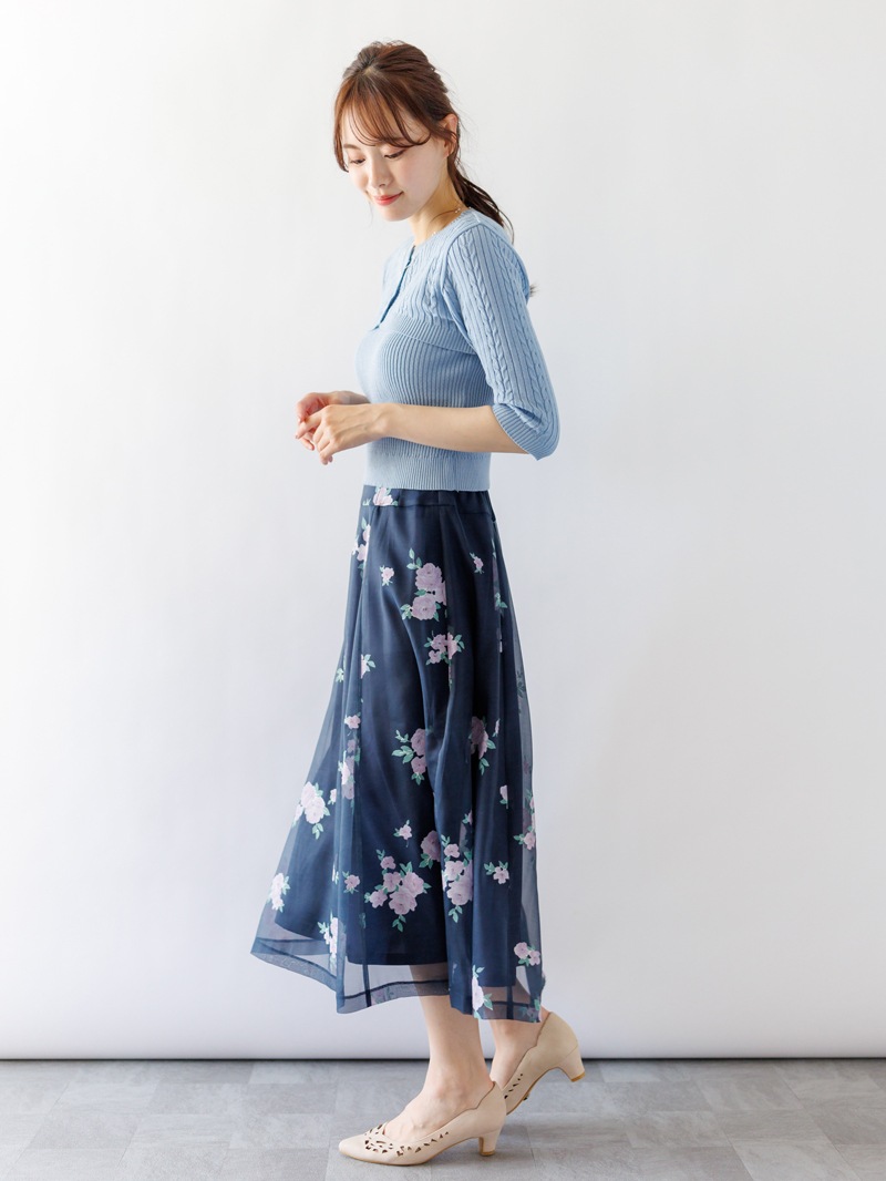 【3,500円均一】ケーブル×リブミドルフ丈アンサンブル