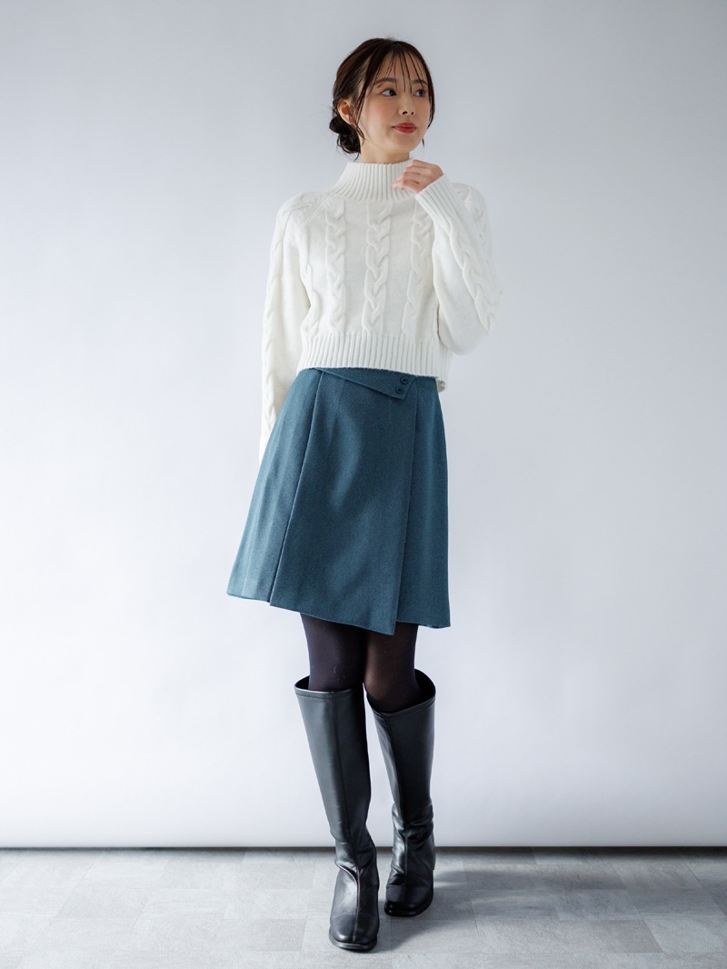 5Gハイネックケーブルショート丈ニット＜アウトレット均一価格＞