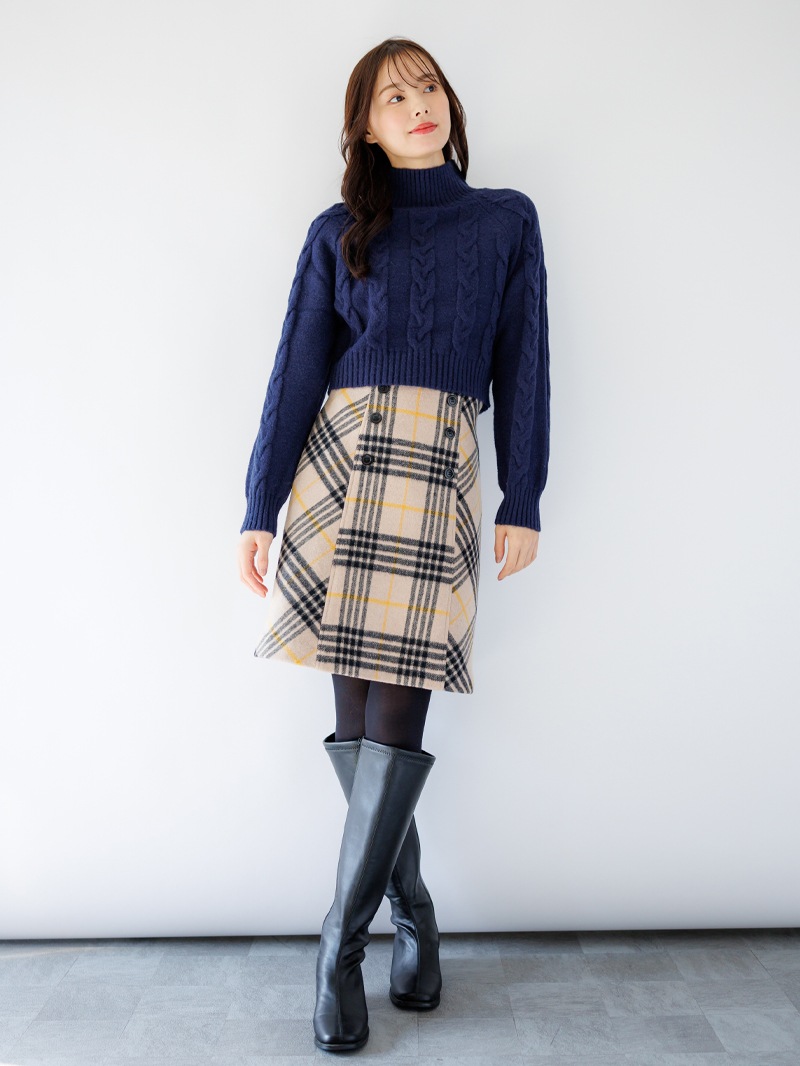 5Gハイネックケーブルショート丈ニット＜アウトレット均一価格＞