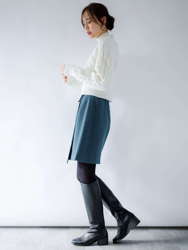 5Gハイネックケーブルショート丈ニット＜アウトレット均一価格＞