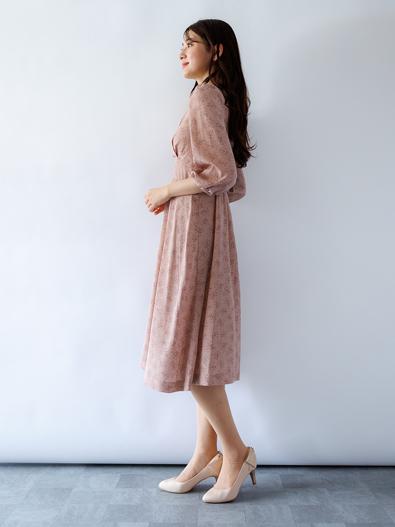 3000円】花柄プリントカシュクールワンピース［キレイめ