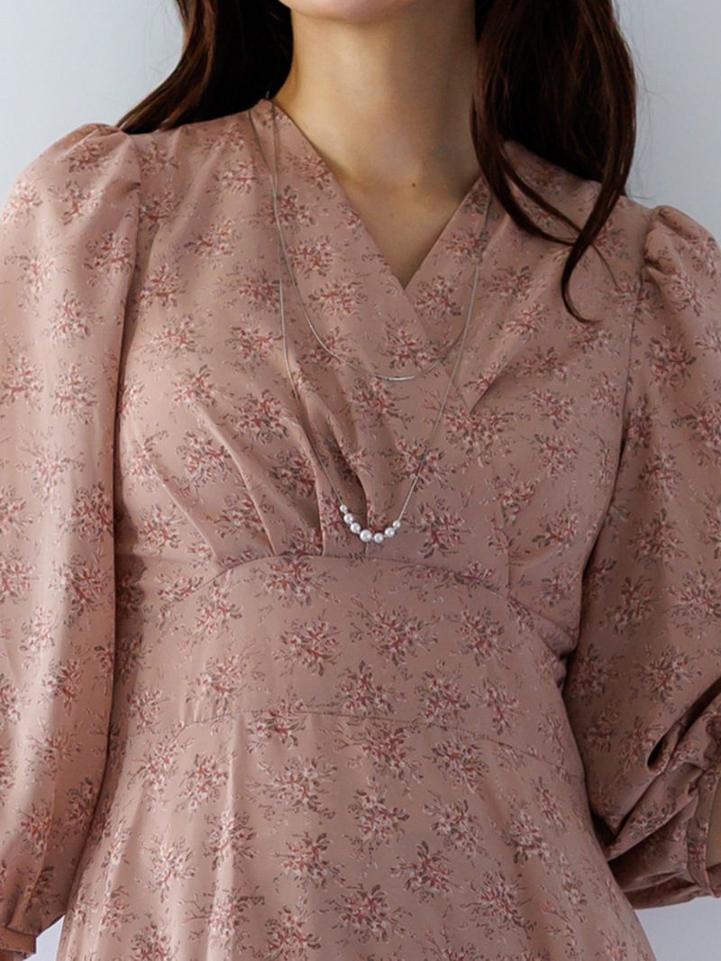 3000円】花柄プリントカシュクールワンピース［キレイめ