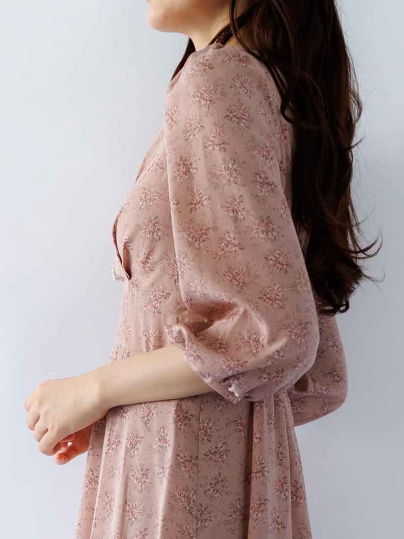 3000円】花柄プリントカシュクールワンピース［キレイめ