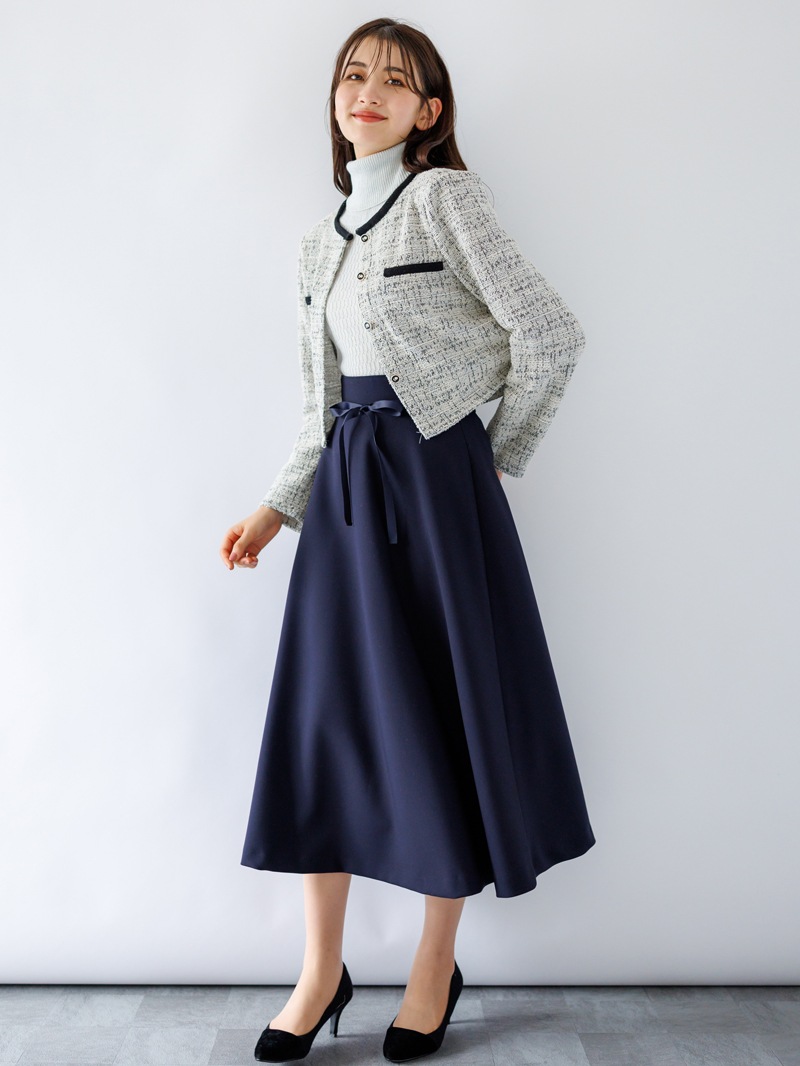 前ケーブル柄ラメリブタートル＜秋コーデ＞