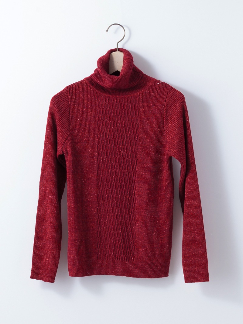 前ケーブル柄ラメリブタートル＜秋コーデ＞