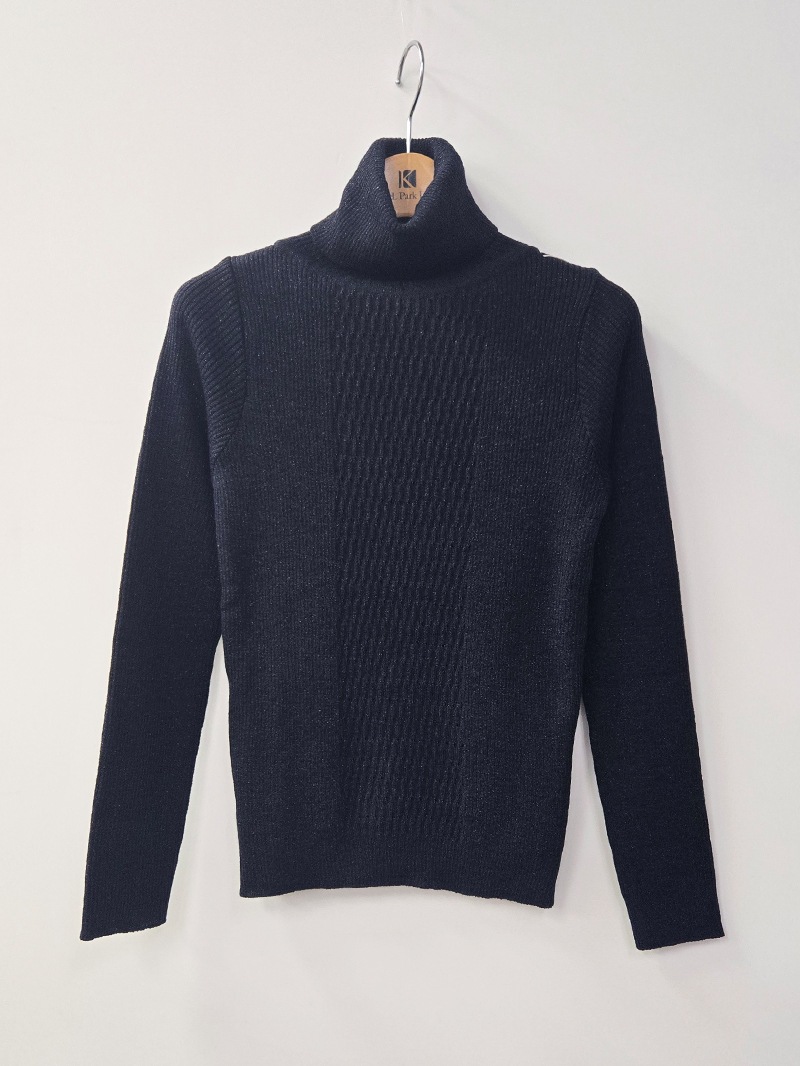 前ケーブル柄ラメリブタートル＜秋コーデ＞