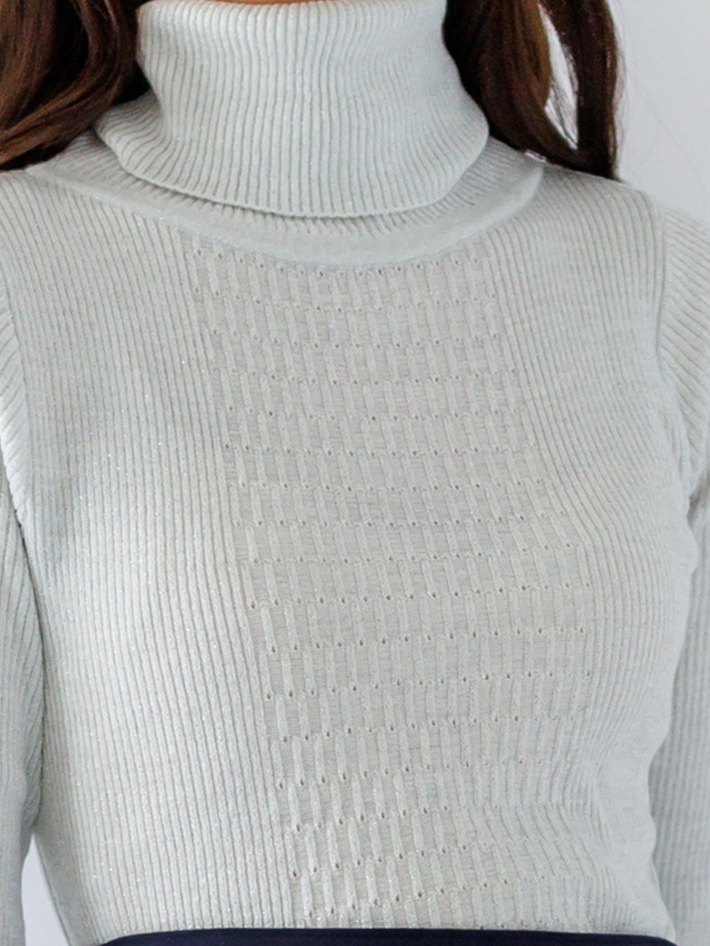 前ケーブル柄ラメリブタートル＜秋コーデ＞