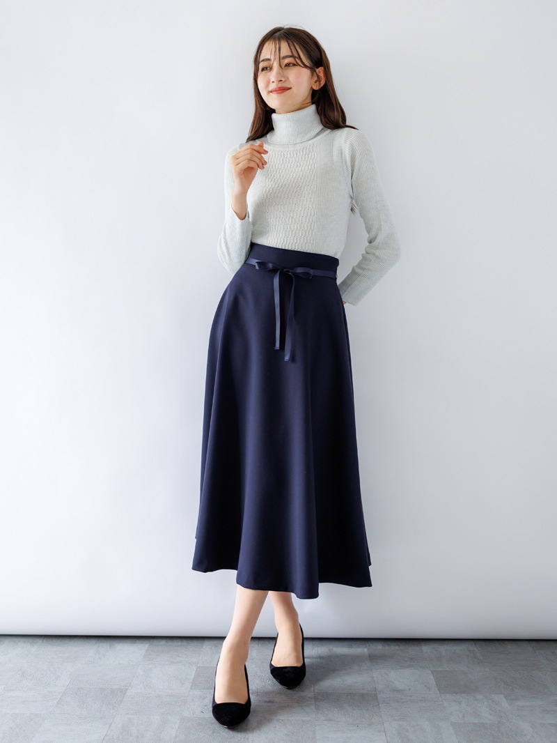 前ケーブル柄ラメリブタートル＜秋コーデ＞