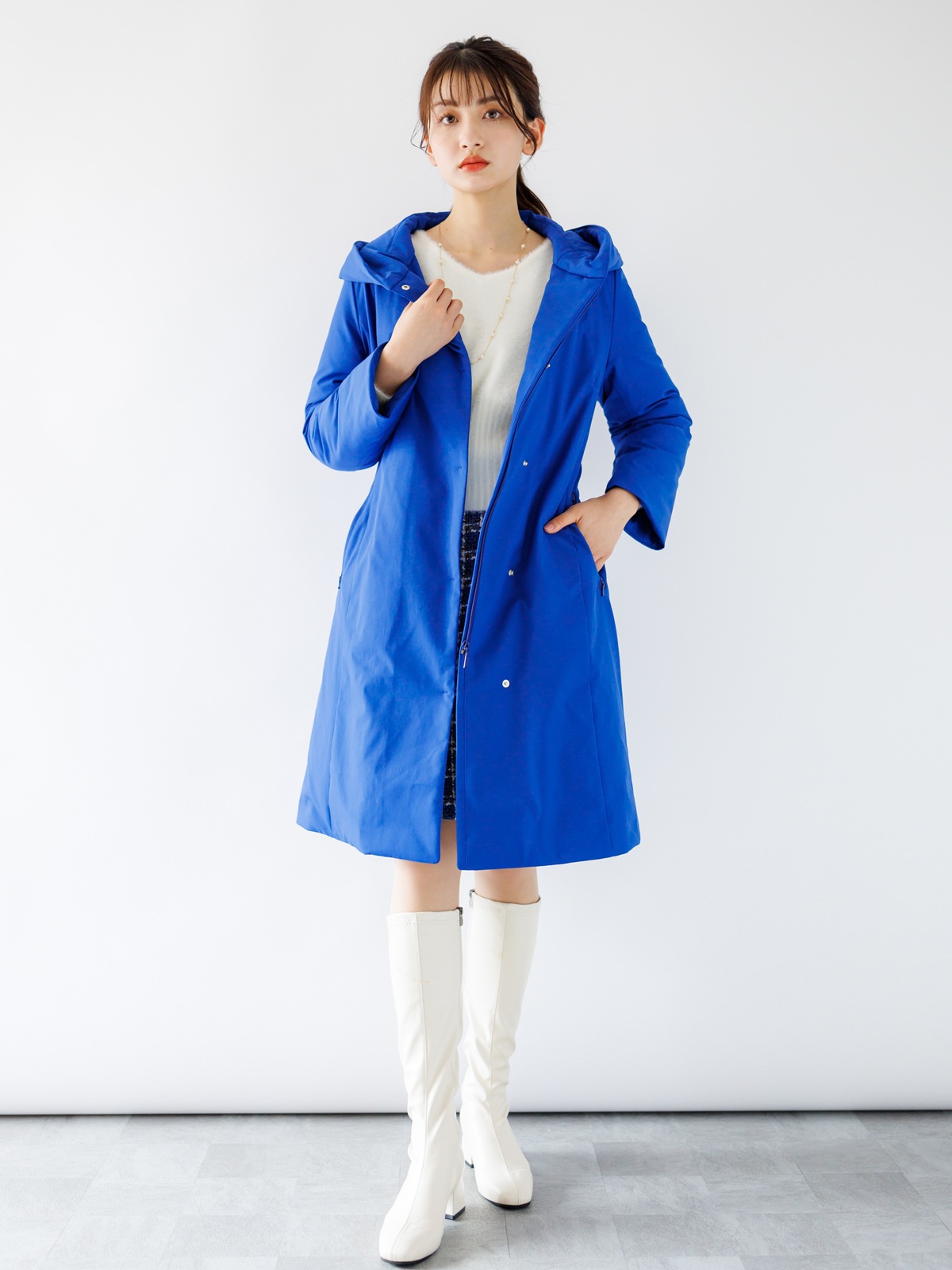 綾ストレッチロングダウン(ダークブルー)