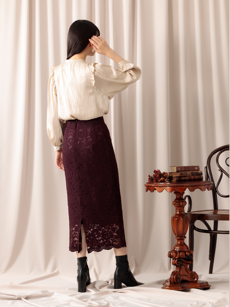 サテンビブディティールビッグスリーブブラウス＜アウトレット均一価格＞