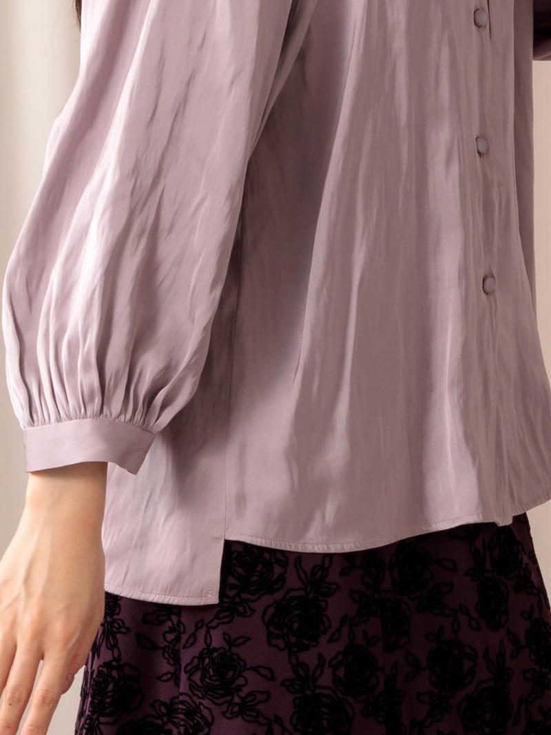 サテンビブディティールビッグスリーブブラウス＜アウトレット均一価格＞