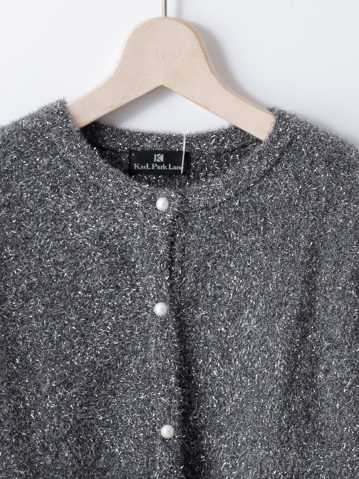 ラメミンクライクファー丸首ドルマンカーデ