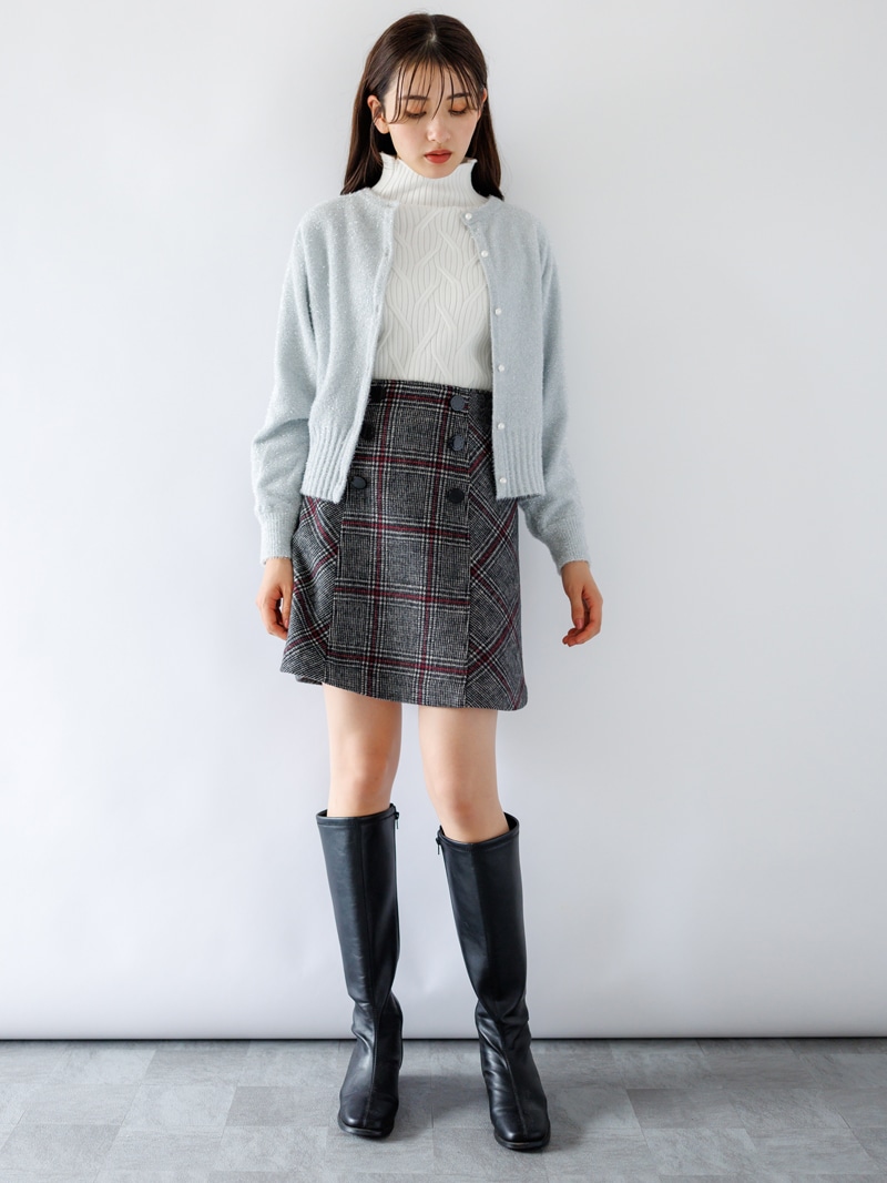 ラメミンクライクファー丸首ドルマンカーデ