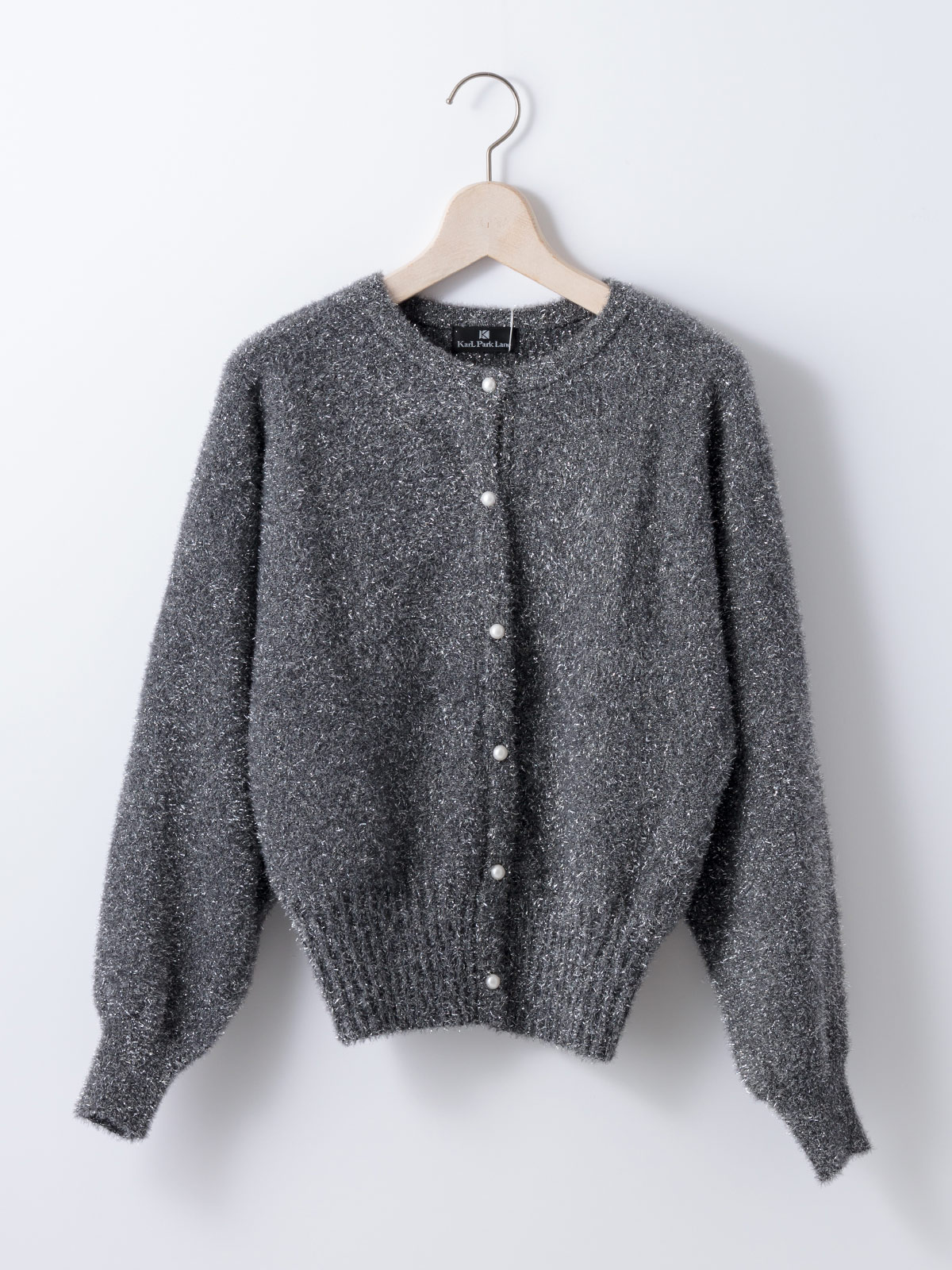 ラメミンクライクファー丸首ドルマンカーデ