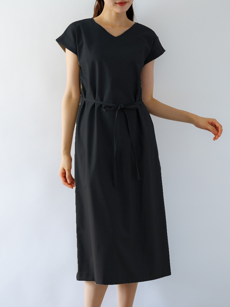 無地ﾌﾚﾝﾁｽﾘｰﾌﾞｽﾄﾚｰﾄﾜﾝﾋﾟｰｽ