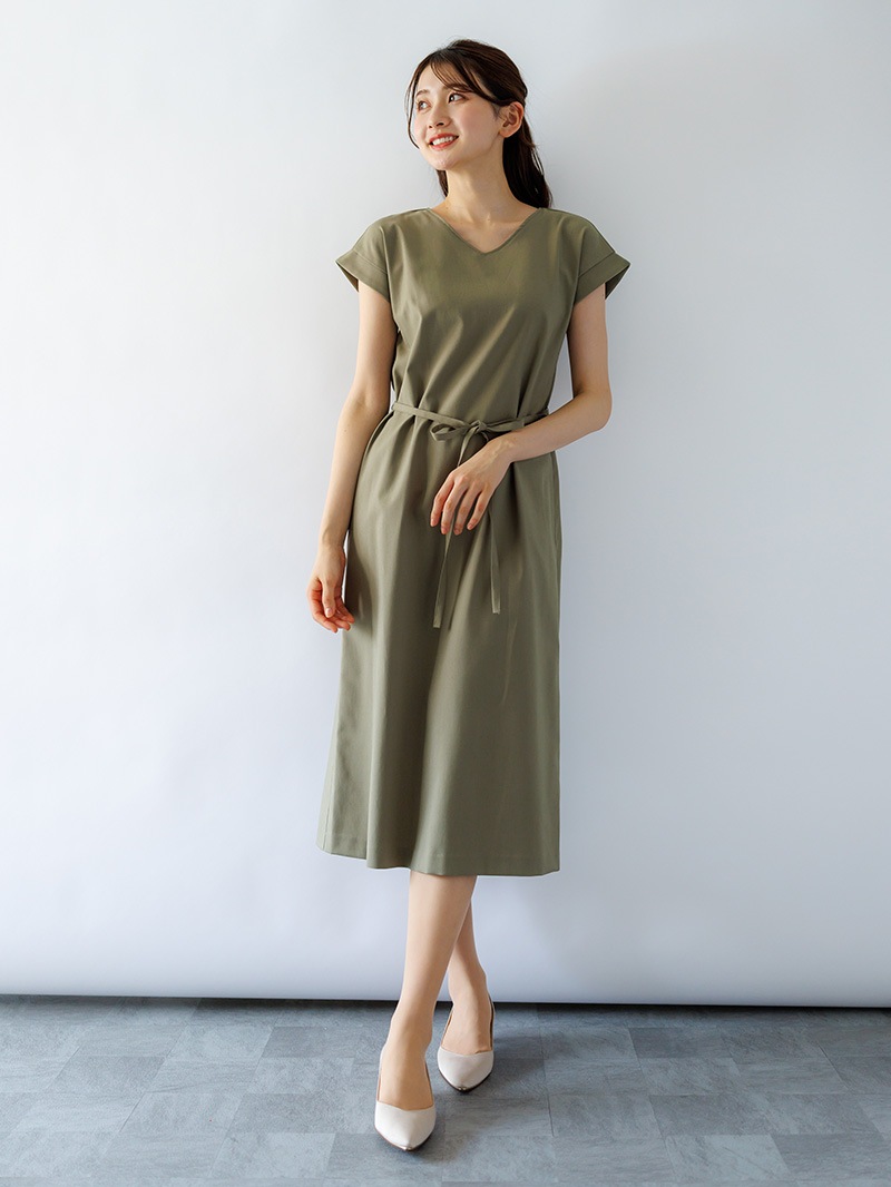 ルネ のフレンチスリープワンピース 洗える】フレンチスリーブワンピース（マキシ・ロングワンピース