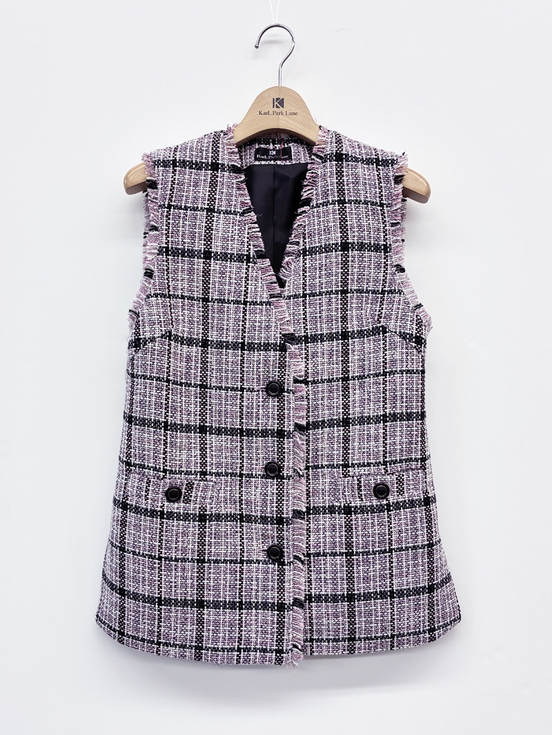 【50%OFF】格子ツィード フリンジジレ