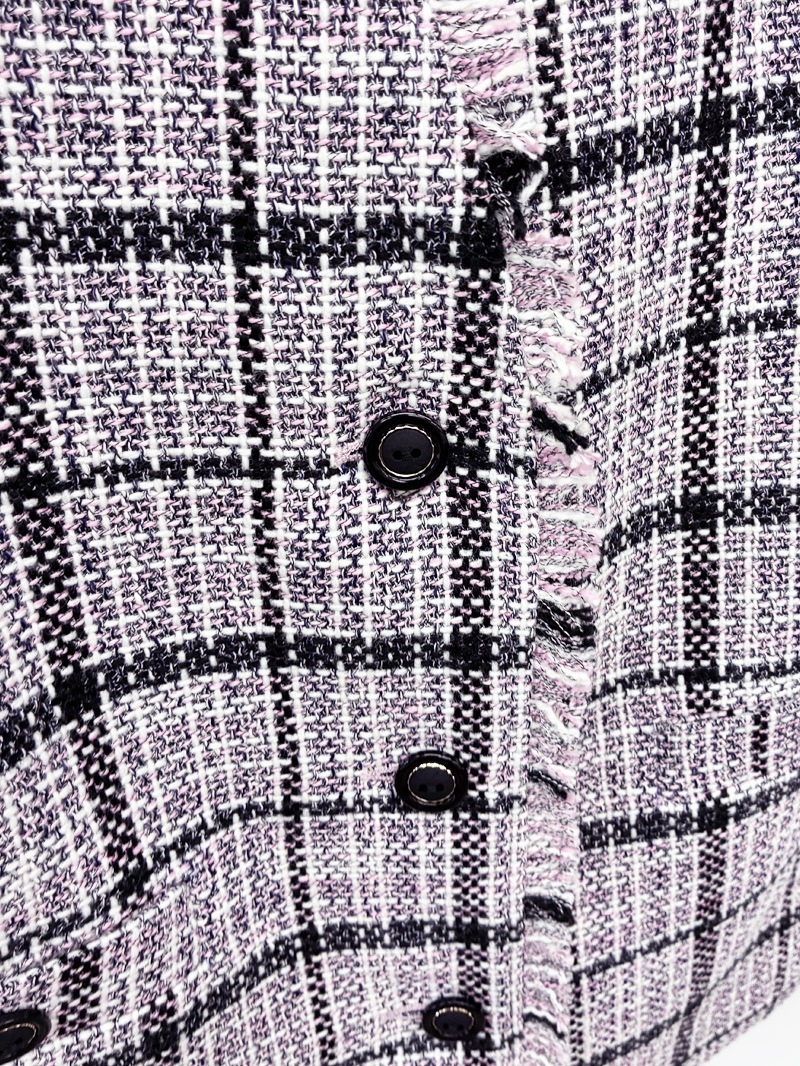 【50%OFF】格子ツィード フリンジジレ