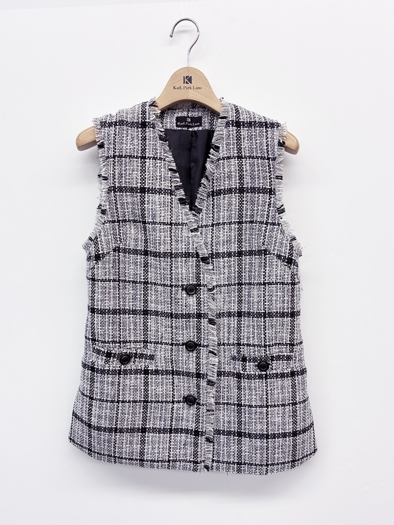 【50%OFF】格子ツィード フリンジジレ