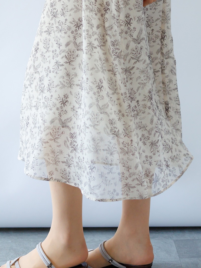 ハンカチスリーブプリントワンピース