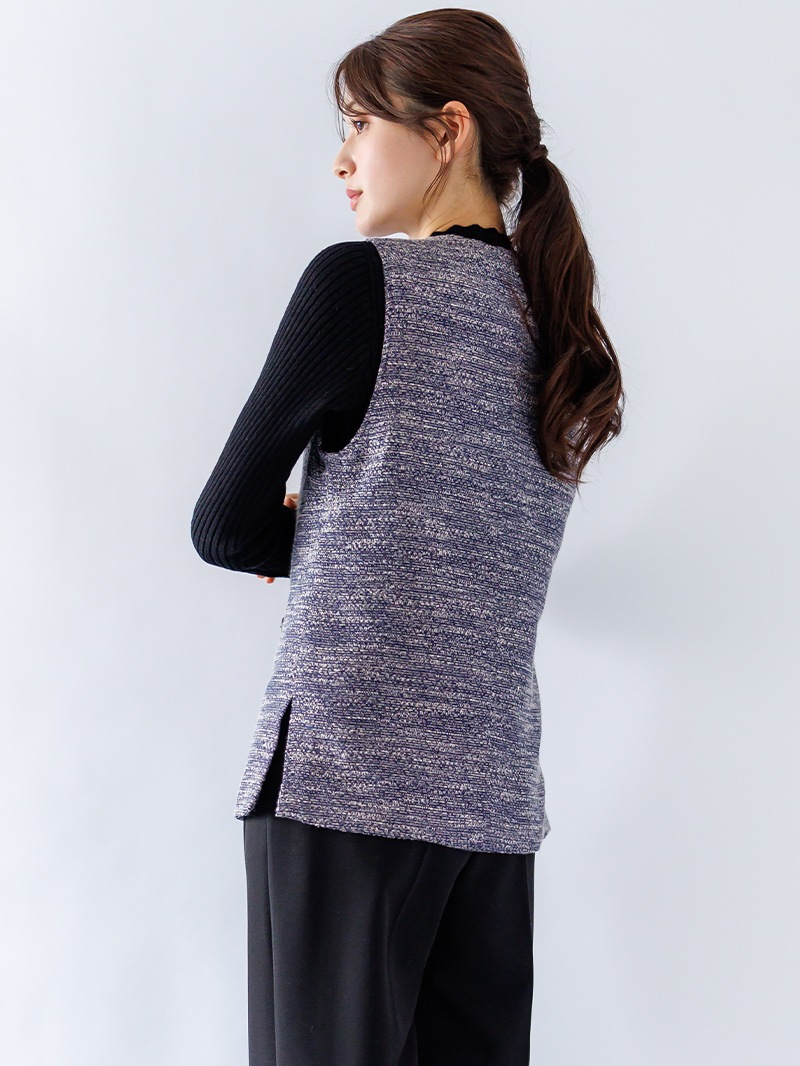 【50%OFF】ミックスツィード ジレ