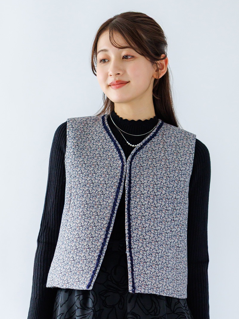 【50%OFF】プリント ブレード付ジレ